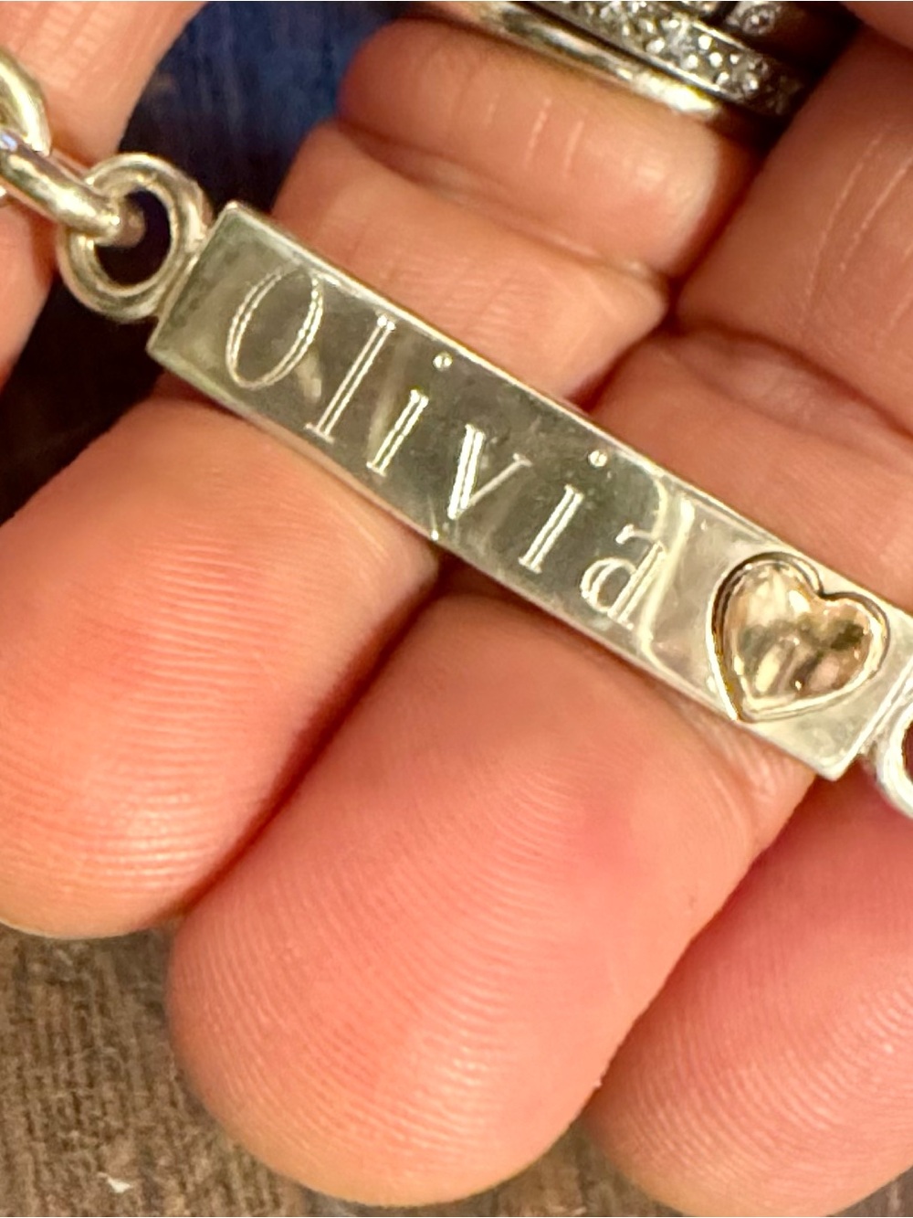 “OLIVIA” 14k gold & Sterling Silver 25 gms I.D. Bracelet vintage Y2K EUC
